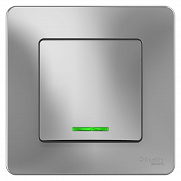 Выключатель 1-клавишный, С/У, (cх.1) с подсв., 10а, 250b (алюминий) Blanca Systeme Electric. Вид 1