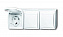 2300/3 EW-54 Розетка SCHUKO 16А 250В IP44, тройная, для открытого монтажа, серия ocean, цвет альпийский белый ABB. Вид 1.