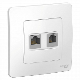 Розетка двойная RJ45 компьютерная + RJ11 телефонная С/У, в сборе (белый) Blanca Systeme Electric. Вид 1