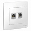 Розетка двойная RJ45 компьютерная + RJ11 телефонная С/У, в сборе (белый) Blanca Systeme Electric. Вид 1.