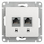 Розетка двойная компьютерная RJ45+RJ45, кат.5e (белый) Glossa Systeme Electric. Вид 1.
