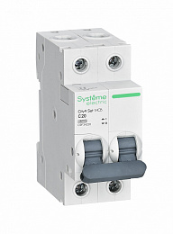 Автоматический выключатель 2-полюсный, 20А, 4.5kA (хар-ка C) City9 Systeme Electric. Вид 1