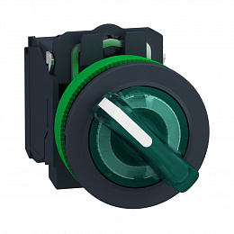 Переключатель 22мм 2П,230Вс зеленой посветкой,НО/НЗ,CUST Schneider Electric. Вид 1