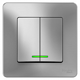 Выключатель 2-клавишный, С/У, (cх.5) с подсв., 10а, 250b (алюминий) Blanca Systeme Electric