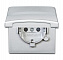 20 EUGKBN-33-101 Розетка SCHUKO, 20 EUGKBN-33-101, c полем для надписи, с крышкой, с защитными шторками, Allwetter44, IP44, серебристый алюминий, упл. Вид 1.