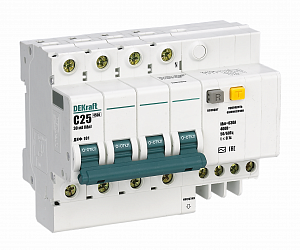 ДИФ-101 Дифф. автомат 3P+N, 16А, 100mA, тип AC, 4.5kA (хар-ка C) DEKraft. Вид 1