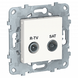 Розетка R-TV/SAT проходная (белый) Unica New Schneider Electric. Вид 1