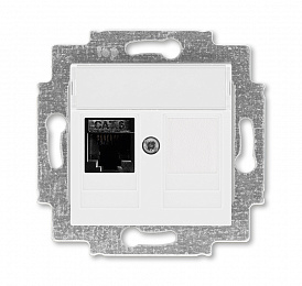5014H-A61017 03W Розетка компьютерная RJ45 кат.6+заглушка, Levit, белый ABB. Вид 1
