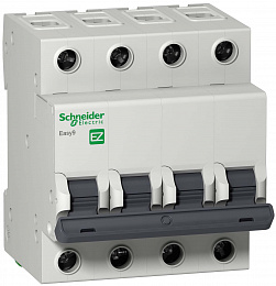 Автоматический выключатель 4-полюсный, 16А, 4,5kА (хар-ка B) EASY 9 Schneider Electric. Вид 1