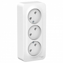 Розетка тройная 2Р, О/У, 16А 250В, изол.пл. без шторок (белый) Blanca Systeme Electric. Вид 1
