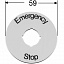 KTC15-1005 Шильдик круглый пластиковый желтый "EMERGENCY STOP" для кнопок "Грибок" ABB. Вид 2.