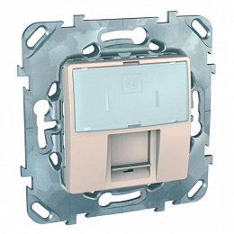 Розетка компьютерная 1хRJ45 кат.5Е с полем для надписи (бежевый) Unica Schneider Electric. Вид 1