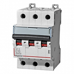 DX3-E Автоматический выключатель 3-полюсный 10A 6kA (хар-ка C) Legrand. Вид 1