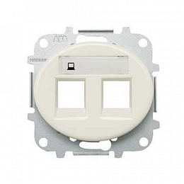 5518_2 BL Накладка 2-телеф. и комп. розеток белый TACTO ABB. Вид 1