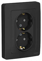 Розетка двойная с заземл. со шторк., С/У, 16А, 250В (антрацит) Blanca Systeme Electric. Вид 1