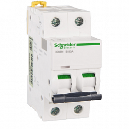 iC65N 2P 50A Автоматический выключатель 2-полюсный, 50А, 6кА (хар-ка B) Schneider Electric. Вид 1