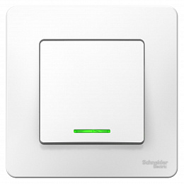 Выключатель 1-клавишный, С/У, (cх.1) с подсветкой, 6А, 250В (белый) Blanca Systeme Electric. Вид 1