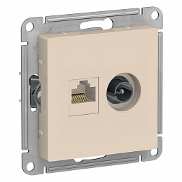 Розетка двойная TV + компьютерная RJ45, кат. 5Е (бежевый) Atlas Design Systeme Electric. Вид 1