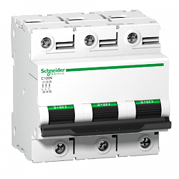 C120N 3P 100A Автоматический выключатель 3-полюсный, 100А, 10кА (хар-ка C) Schneider Electric. Вид 1