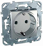 Розетка без заземления, со шторками, 16 а (алюминий) Unica Top Schneider Electric