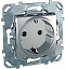 Розетка без заземления, со шторками, 16 а (алюминий) Unica Top Schneider Electric. Вид 1.