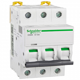 iC65N 3P 10А Автоматический выключатель 3-полюсный, 10А, 6кА (хар-ка B) Schneider Electric. Вид 1