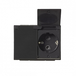 302EUCK-81 Розетка Double Shuko 16А 230В с крышкой, IP21/44 Impressivo, антрацит ABB. Вид 1