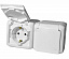 Розетка 2х2К+З 250В с защитными шторками, с крышкой IP44, (белая) Quteo Legrand. Вид 1.