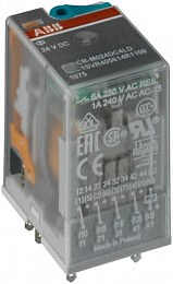Реле cr-m024ac4lg 24b ac 4пк (6a), сид индикация, позолоченные контакты и ограничительный диод ABB. Вид 1