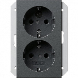 Розетка двухместная с заземлением (антрацит) System 55 Gira. Вид 1