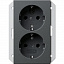 Розетка двухместная с заземлением (антрацит) System 55 Gira. Вид 1.