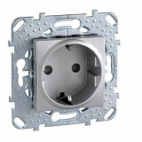 Розетка с з/к со шторками, винт. зажим (алюминий) Unica Top Schneider Electric