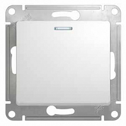 Кнопка нажимная с подсветкой, сх.1А, 10АХ, механизм (белый) Glossa Schneider Electric. Вид 1