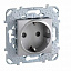 Розетка с з/к со шторками, винт. зажим (алюминий) Unica Top Schneider Electric. Вид 1.