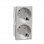 Розетка 2х(2К+З) 45гр, шторки, безвинтовые клеммы (алюминий) Unica Modular  Schneider Electric. Вид 1.