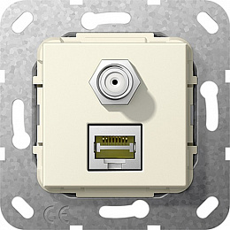 Розетка RJ45+SAT F (бежевый) System 55 Gira. Вид 1