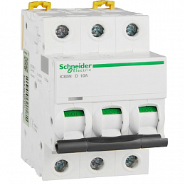 iC65N 3P 10A Автоматический выключатель 3-полюсный, 10А, 6кА (хар-ка D) Schneider Electric. Вид 1