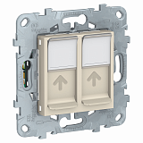 Розетка компьютерная, RJ45, двойная, кат. 5е utp (бежевый) Unica New Schneider Electric