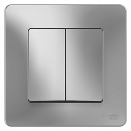 Переключатель 2-клавишный, С/У, (cх.6+6), 10а, 250b (алюминий) Blanca Systeme Electric. Вид 1