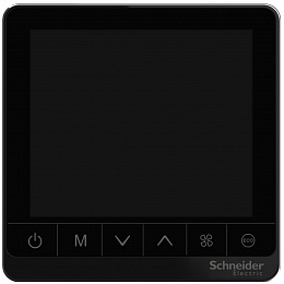 Термостат комнатный цифровой, 0-10в для 4-тр.фанкойла deluxe modbus чер ~24в Schneider Electric. Вид 1