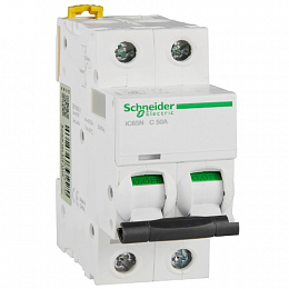 iC65N 2P 50А Автоматический выключатель 2-полюсный, 50А, 6кА (хар-ка C) Schneider Electric. Вид 1