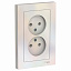 Розетка двойная без заземления,16А, в сборе (жемчуг) Atlas Design Systeme Electric. Вид 1.
