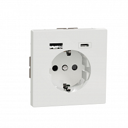 Розетка силовая 16 A с зарядкой USB A+C 3 A (белый лотос) Merten D-Life Schneider Electric. Вид 1