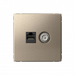 Розетка двойная TV + компьютерная RJ45, кат. 5Е (шампань) ARTGALLERY Systeme Electric. Вид 1