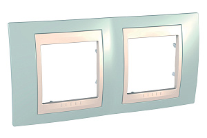 Рамка 2-постовая горизонтальная (бежевый/морская волна) Unica Хамелеон Schneider Electric. Вид 1