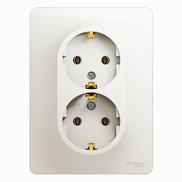 Розетка двойная с заземлением, 16А, в сборе (перламутр) Glossa Systeme Electric. Вид 1