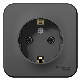 Розетка с заземлением без шторок, О/У изол.пл., 16А, 250В (антрацит) Blanca Systeme Electric. Вид 1