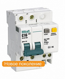 ДИФ-101 Дифф. автомат 1P+N, 16А, 30mA, тип AC, 4.5kA (хар-ка C) DEKraft. Вид 1