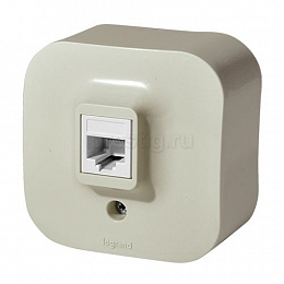 Розетка компьютерная RJ45, кат5е, UTP, о/у, (слоновая кость) Quteo Legrand. Вид 1