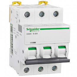 iC65N 3P 20А Автоматический выключатель 3-полюсный, 20А, 6кА (хар-ка B) Schneider Electric. Вид 1